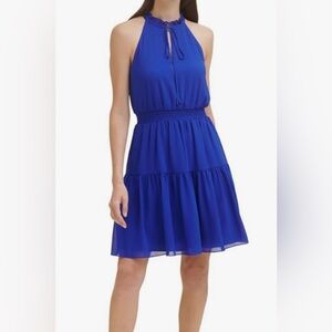 Vince Camuto Tiered Blue Halter Style Dress, Size 14